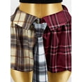 thumbnail image 4 of Multicolor Plaid Patchwork A-Line Flared Mini Skirt With Tie Detail, 4 of 7
