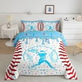 thumbnail image 2 of Erosebridal Light Blue Dripping Baseball Stitch & Batter Silhouette Graphic Twin Comforter Sets 3-Piece, Sport Theme Bedding Set for Boys And Girls Kids,Microfiber Bedroom Decor, 2 of 4