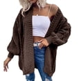 thumbnail image 4 of Women Oversized Cardigan Sweater Front Open Knitted Lantern Long Sleeve Thick Jacket, 4 of 6