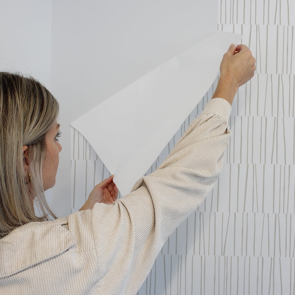 Tempaper x Bobby Berk Shift Gray and White Removable Peel and Stick Wallpaper, 20.5" x 16.5'