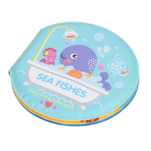 Libro de baño impermeable para bebés y niños, libros de tela con dibujos animados para aprendizaje temprano, juguetes divertidos (peces marinos)