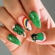 thumbnail image 1 of 24 uñas postizas con diseño de armadura brillante blanca y verde de San Patricio, 1 of 9