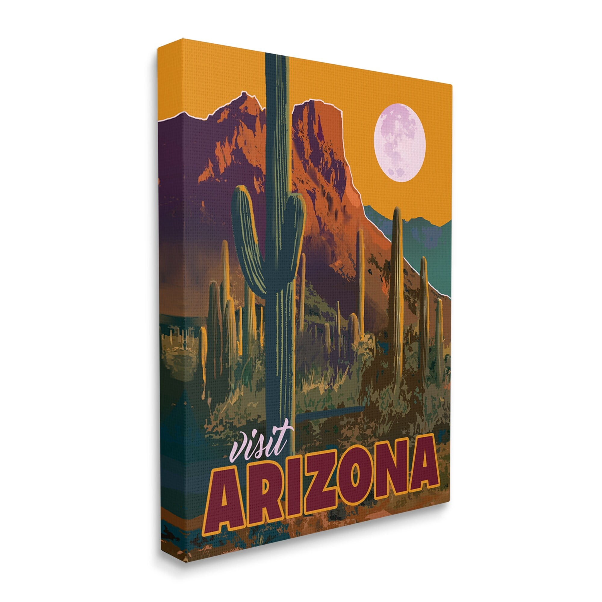 Stupell Industries Visit Arizona Brilliant Desert Sky Arid Vegetation Graphic Art Gallery Wrapped Canvas Print Wall Art, Design by David Owens Illustration