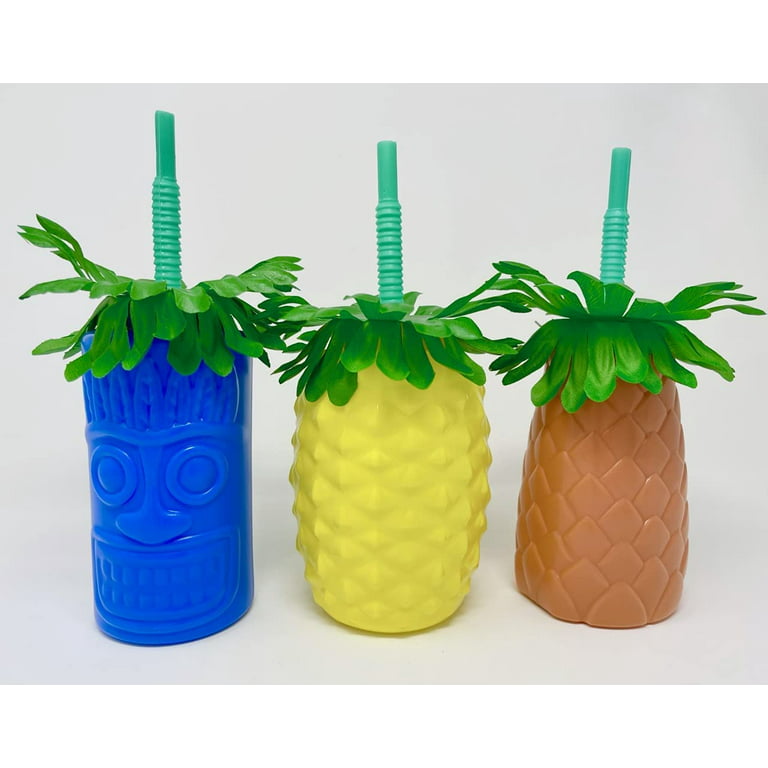 Cups Cup Tree Party Palm Yard Hawaiian Bottle Water Tumbler Lids Straws  Luau Shape Drinking Sippy Straw Tiki Glasses Supplies - AliExpress