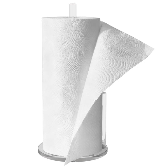 Paper Towel Holder Countertop Clear Acrylic with 5.9" Diameter Diameter Thickening Sturdy Base,for Kitchen Bathroom, Paper Towel Dispenser for Tear Tissue Roll 1 Pack