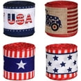 thumbnail image 4 of Twfbrm 4th of July Patriotic Ribbon Rolls, 2.5" x 5 Yards Stars and Stripes Wired Edge Ribbon, Red White and Blue Burlap Ribbon Independence Day Decorative Wrapping Ribbon for DIY Crafts Gift Wrapping, 4 of 9