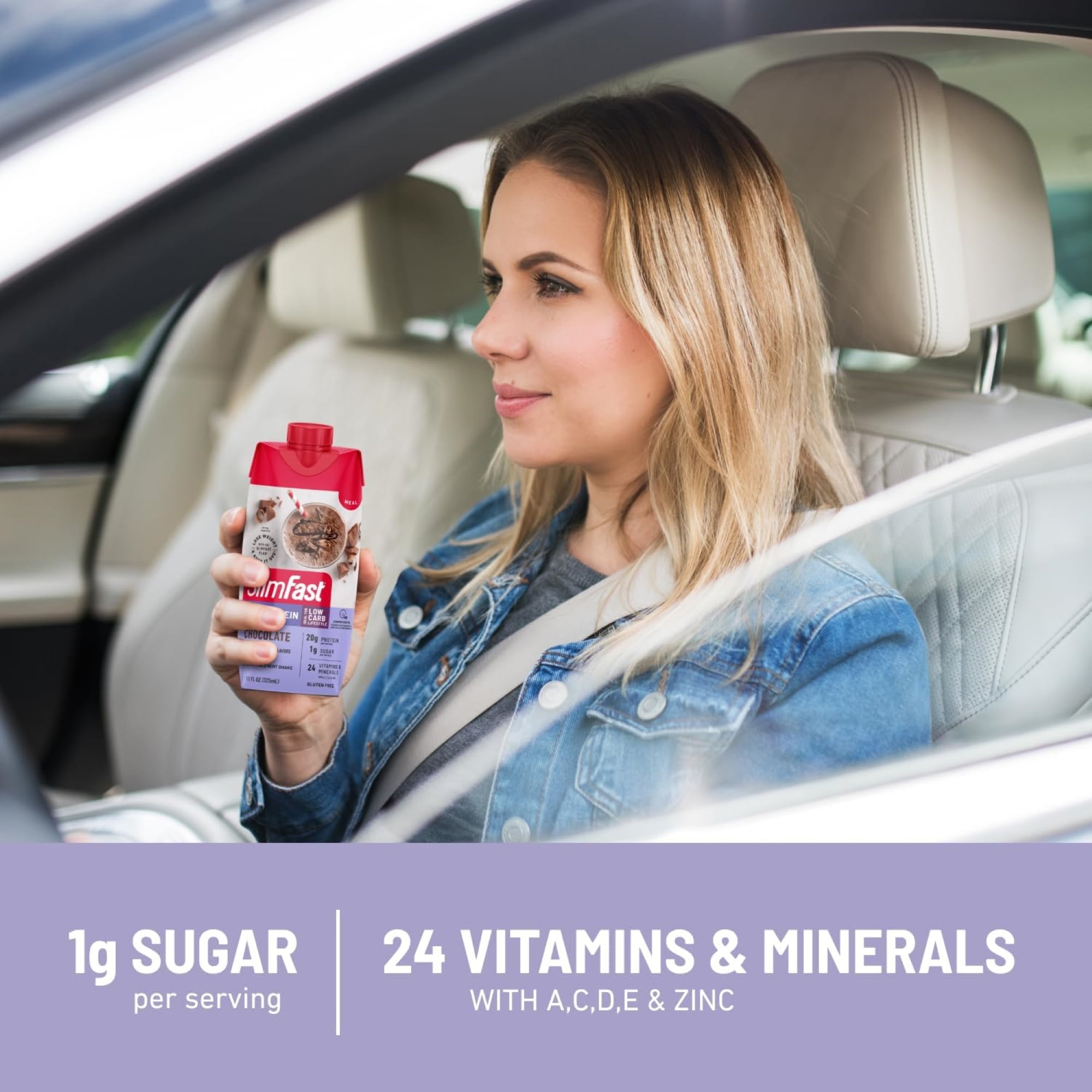 SlimFast High Protein Shake Meal Replacement Shake, Strawberries and Cream, 11 fl oz Bottle, 4 Pack
