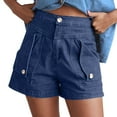 thumbnail image 2 of Mqqzkk Womens Cargo Denim Shorts - Summer Casual Vintage Loose Button Up Shorts With Pockets, 2 of 6