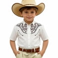 thumbnail image 4 of NAFUU Toddler Boy Shirts Western Cowboy Print Lapel Shirt Short Sleeve Button Down Casual Top For Children Youth Blouses For Boys Sizes 10-11 Years, 4 of 4