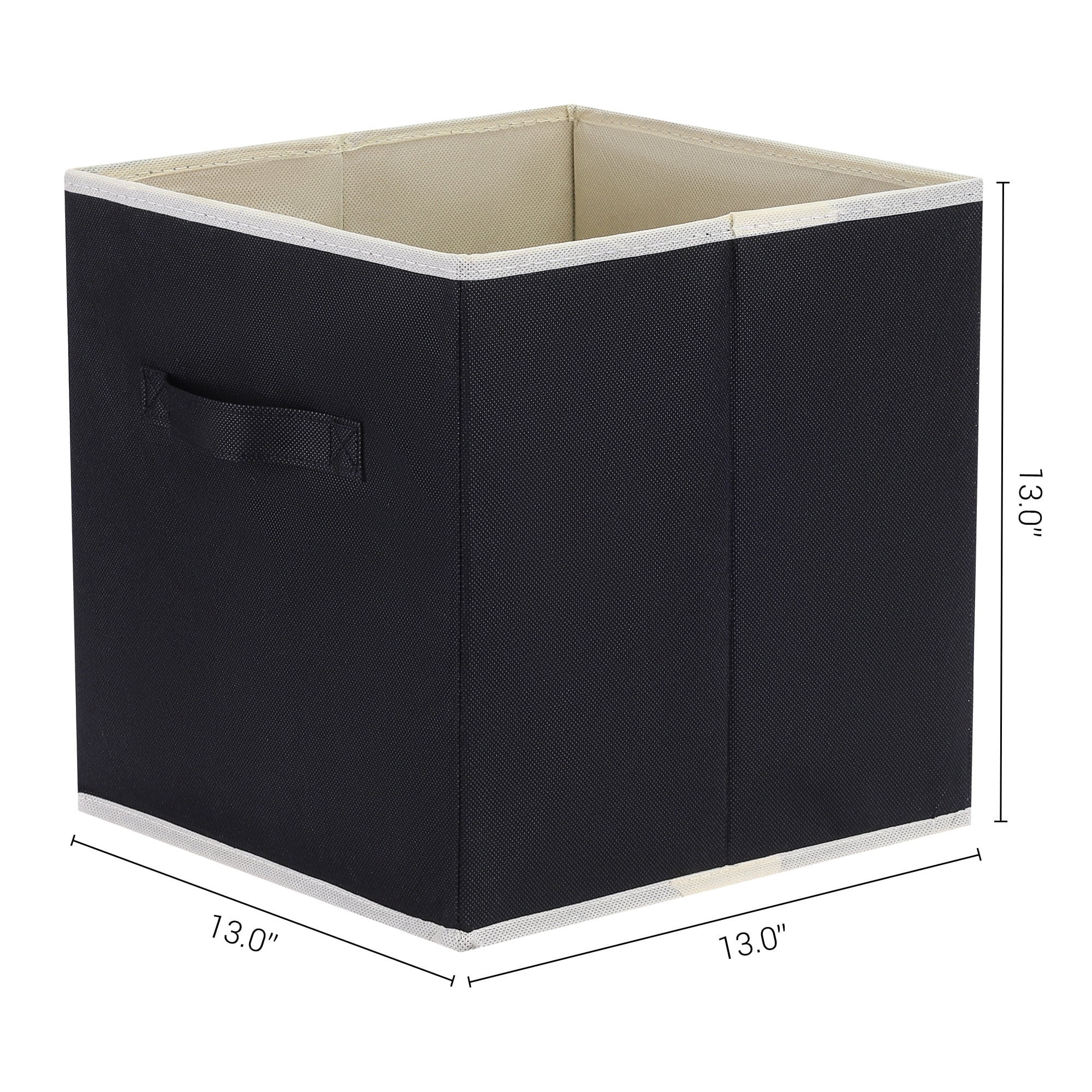 Unique Bargains 3 Pcs Square Fabric Collapsible Storage Basket Bin with Handle Black L