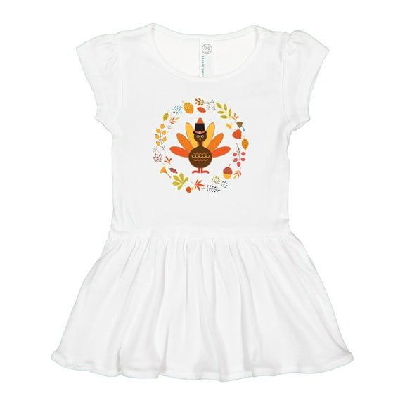 Inktastic Thanksgiving Turkey Fall Holiday Wreath Girls Baby Dress