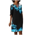 thumbnail image 2 of Robe d'Été pour Femmes 2024 Mode Grande Taille Décontractée Ample Coton Lin Manches Courtes Col Rond Robe Manches Courtes Col Rond Robe Rabais de 50 % Liquidation!, 2 of 5