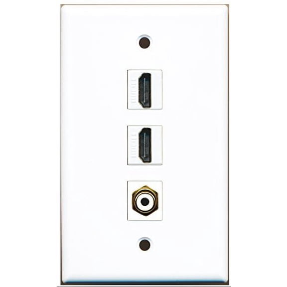 RiteAV - 2 Port HDMI and 1 Port RCA White Wall Plate