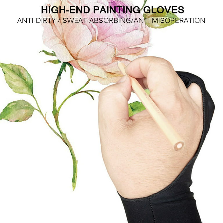 FONKEN Palm Rejection Painting Gloves Flexible 2-Finger Universal Stylus  Pen Drawing Glove Anti Mistouch Tablet
