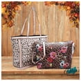 thumbnail image 2 of 2 in 1:  Laser Cut Out Beige Leather Shopper and Leopard Cross Body Bag-Purse-Tote, 2 of 2