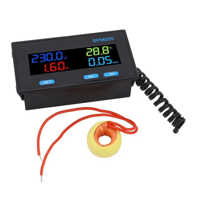 Voltímetro digital amperímetro, panel de medición de potencia multifuncional 8 en 1, pantalla LCD a color, monitor de energía CA 60-300 V 200 A
