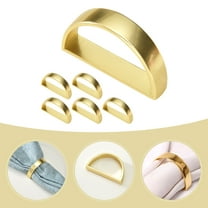 KALLORY Golden Napkin Rings 6Pcs D Shape for Wedding and Birthday Party Table Decorations