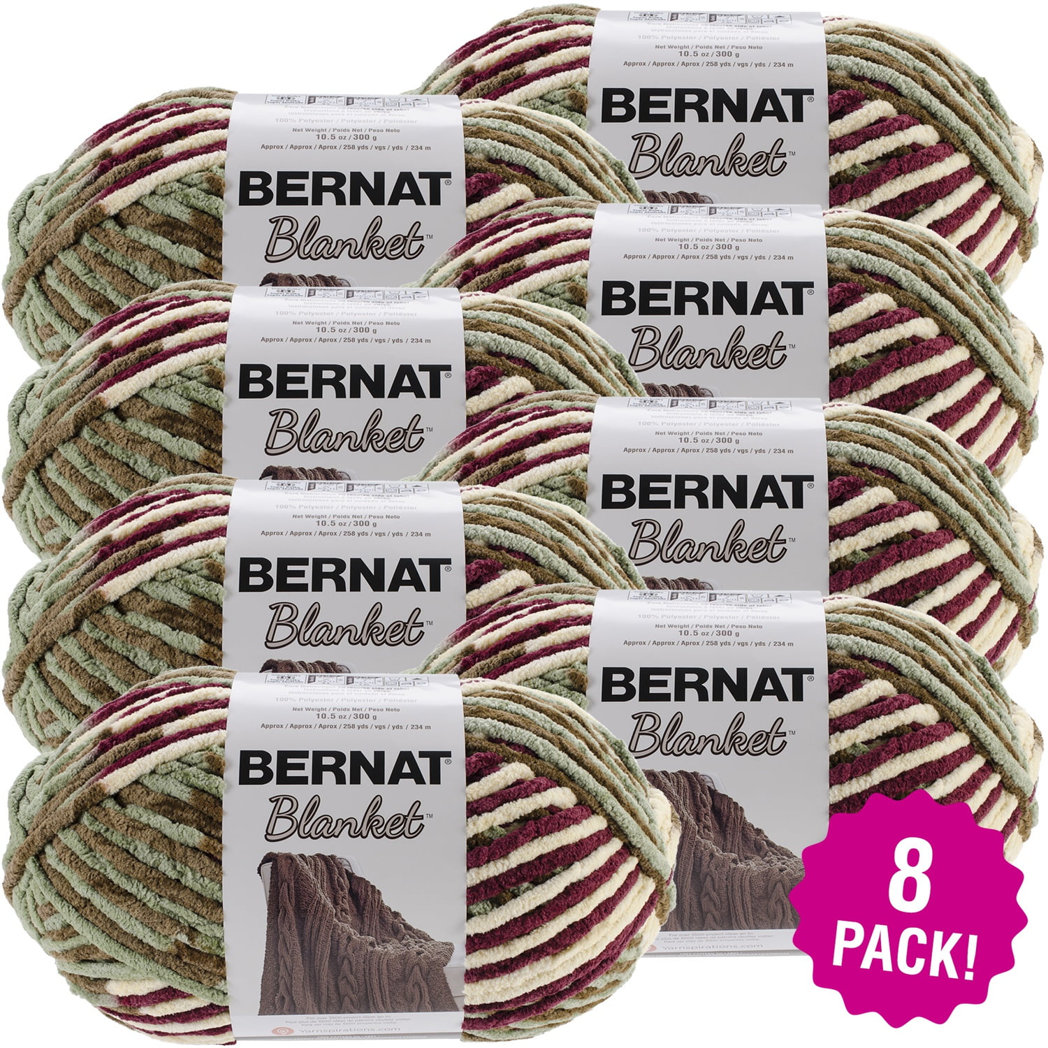 Bernat Blanket Big Ball Yarn Plum Fields, Multipack of 8 Walmart