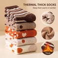 thumbnail image 5 of 5 Pairs Womens Mid Calf Socks Thick Knit Warm Crew Socks Autumn Winter Casual Daily Wear Striped Polka Dot Cozy Soft Breathable Comfortable Fashion Cute Gift Set, 5 of 5