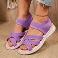 thumbnail image 3 of Pandaie Womens Walking Hiking Sandals Comfortable Arch Support Orthopedic Summer Shoes Mesh Breathable Open Toe Sneakers for Plantar Fasciitis Purple 7.5, 3 of 9