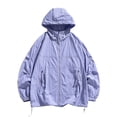 thumbnail image 2 of GUZOM Mens Hooded Windbreaker Jacket Lightweight Nylon Spandex Water Resistant Oversized Streetwear Zippered Pockets Purple XS-XXXXL,Size XL, 2 of 7