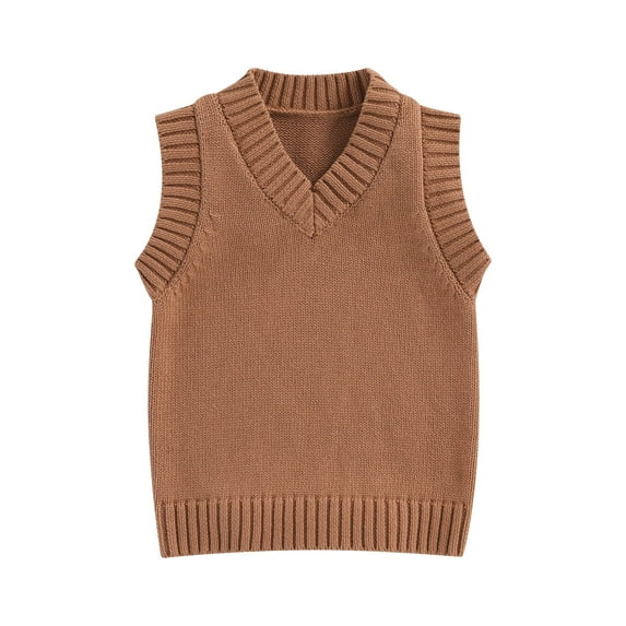 Arvbitana Infant Toddler Boys Girls Knit Tank Tops Solid Color Sleeveless V-neck Camisole Casual Sweater Vest 6M-5T