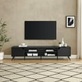thumbnail image 6 of Walker Edison Mid-Century Modern 2-Door TV Stand for TVs up to 90”, Black, 6 of 11