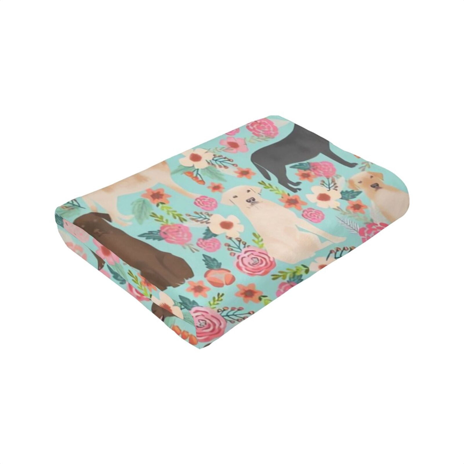 Wijzvio Abrador Retriever Dog Flower Floral Throw Blanket Soft Fuzzy Fleece Blanket For Couch Bed Living Room Decoration 50"X40"