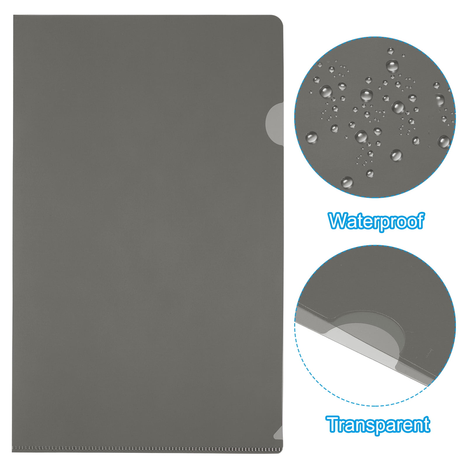 Uxcell L Type Folders 30 Pack A4 Plastic File Project Pockets Clear Paper Document Jacket Sleeves Gray