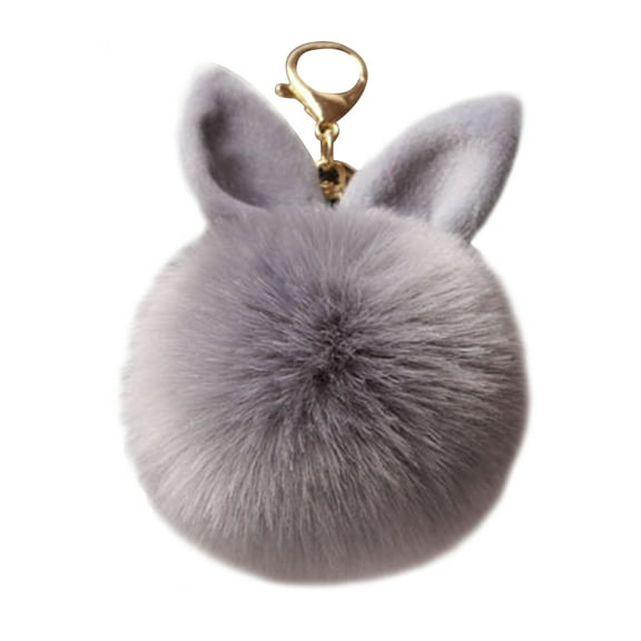 GOOHOCHY Keychain Accessories Bag Charm Fur Gray Keychain Miss 10.00X8.00X10.00CM Grey