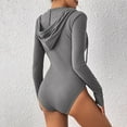 thumbnail image 5 of Drses Women's Long Sleeve Mock Turtle Neck Bodysuits Tops Going Out Body Suits for Women Fashion Basic Leotards Jumpsuit Hooded top, 5 of 9