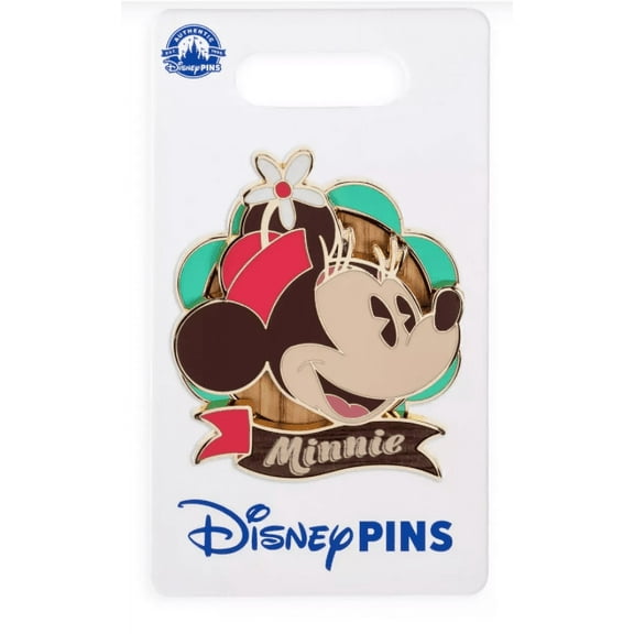 Disney Parks Minnie Mouse Wood Inlay Pin New With Card