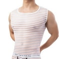 thumbnail image 5 of Penkiiy Men's Soft Mesh Striped Tank Tops Sleeveless Fitness Undershirt Vest M White, 5 of 6
