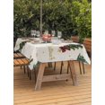thumbnail image 2 of Outdoor Tablecloth with Umbrella Hole and Zipper, Christmas Rectangle Table Cloth 60x84 Inch Waterproof Tablecloth, Winter Pine Tree Gold White Xmas Snowflakes Picnic Table Cover for Patio Camping, 2 of 7