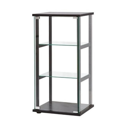 Shelf Curio Case - Bowery Hill 3 Shelf Contemporary Glass Curio Cabinet in Black