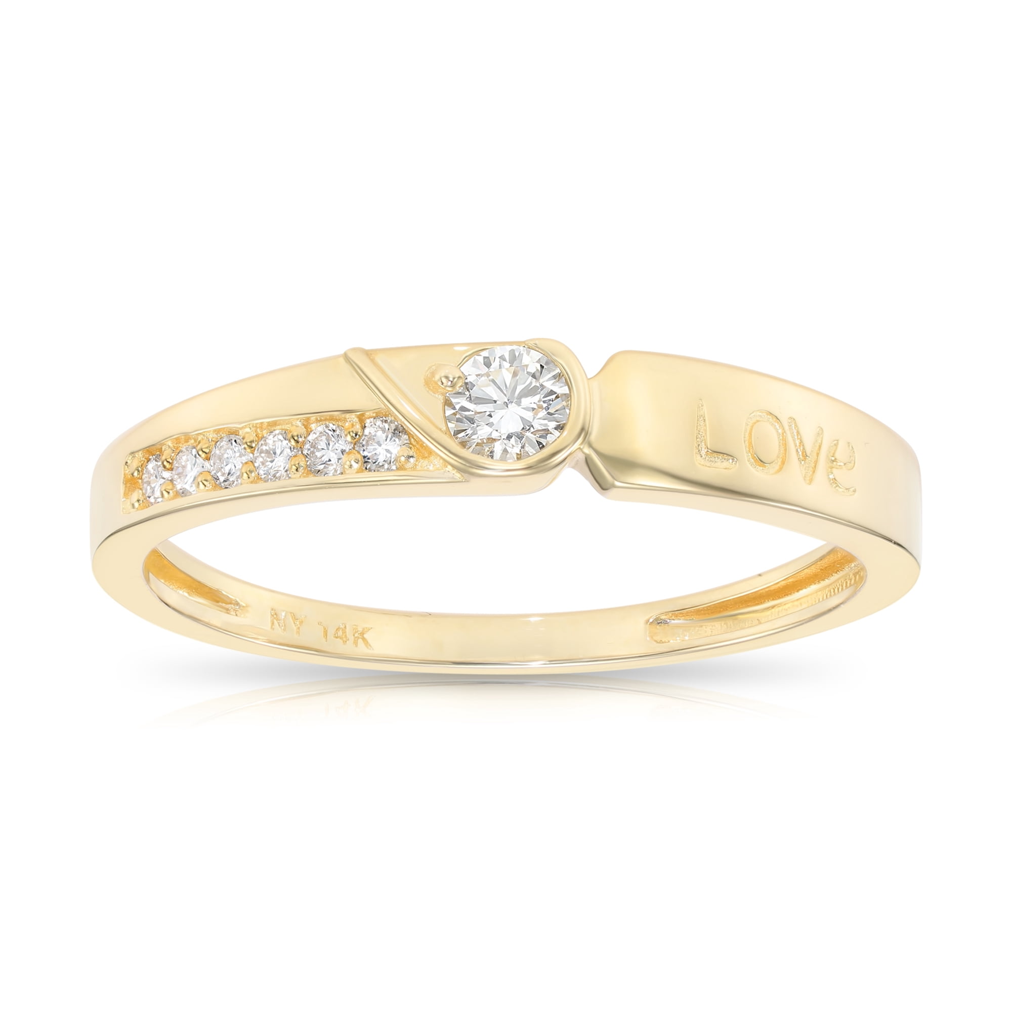 Tilo Jewelry 14K Yellow Gold 1.15 Carat Diamond Love Engagement Wedding Band Ring | Size 5 | Lab Grown Diamond Engagement Ring for Women & Unisex