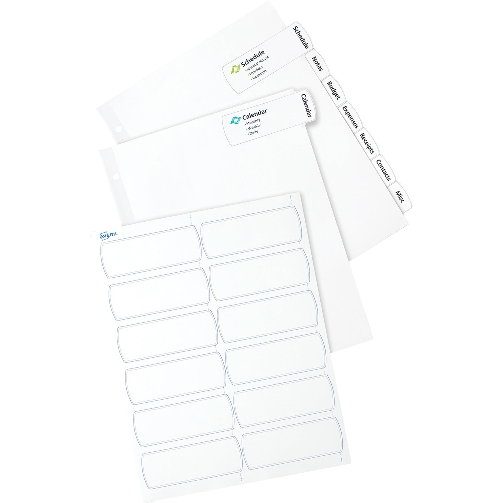 Avery®, AVE14439, Big Tab Large White Label Tab Dividers, 4 / Pack