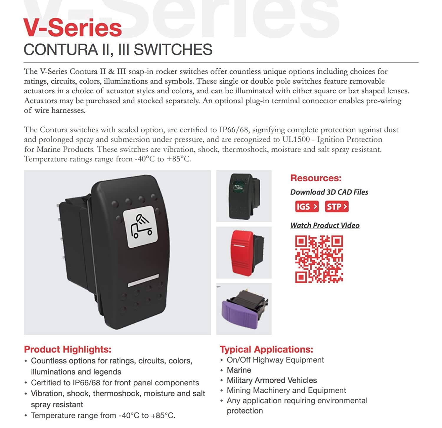 2x Carling Technologies (VLD1S00B-AZC00-000) Rocker Switches DP (ON)OFF(ON) 20A 12V SEALED Non-il By Brand Carling Technologies