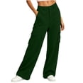 thumbnail image 3 of HomeDM Wide Leg Sweatpants for Women Baggy Casual Athletic Jogger Army Green Lounge Pants for Running Workout Size S, 3 of 6