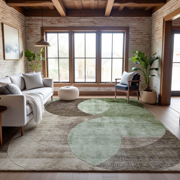 Addison Rugs Mayfield Premium Machine Washable Transitional Geometric Aloe Rectangle Rug, 9' x 12'