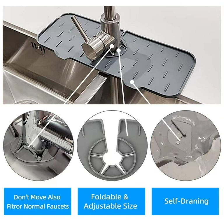 Kitchen Sink Splash Guard with Drain Plug - Silicone Rubber Faucet Mat Drip  Catcher Tray Protects Counters and Sinks - Self-Draining Splash Guard is  Perfect for… in 2023