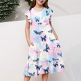 thumbnail image 5 of HOMADLES Girls Teen Dresses Ruffled Flower Print Short Sleeve Crewneck Stretch Layered Breathable Pocket Casual Dress C Multicolor 14-15 T, 5 of 5
