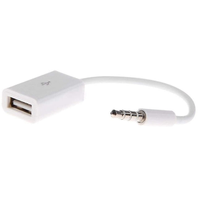 Adaptador de memoria USB de 3,5 mm para reproductor de MP3, cable de audio auxiliar, conector jack para coche
