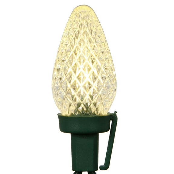 Vickerman 25 Warm White C7 LED Light on Green Wire, 16' Christmas Single Mold Light Strand