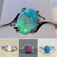 thumbnail image 1 of Inlaid Rhinestones Elegant Lady Ring Oval Cut Colorful Faux Gem Finger Ring Jewelry Accessory, 1 of 8