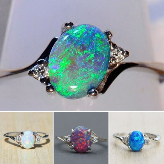 Inlaid Rhinestones Elegant Lady Ring Oval Cut Colorful Faux Gem Finger Ring Jewelry Accessory