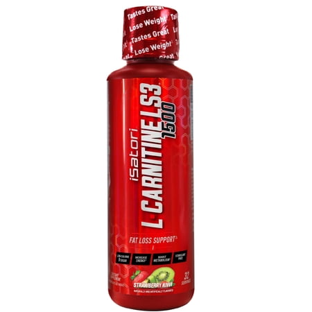 iSatori L-Carnitine LS3 Concentrated Liquid Metabolic Enhancer and Energy Booster - Health and Fitness - Keto Friendly - Stimulant Free - Strawberry Kiwi 1500mg (32 Servings)