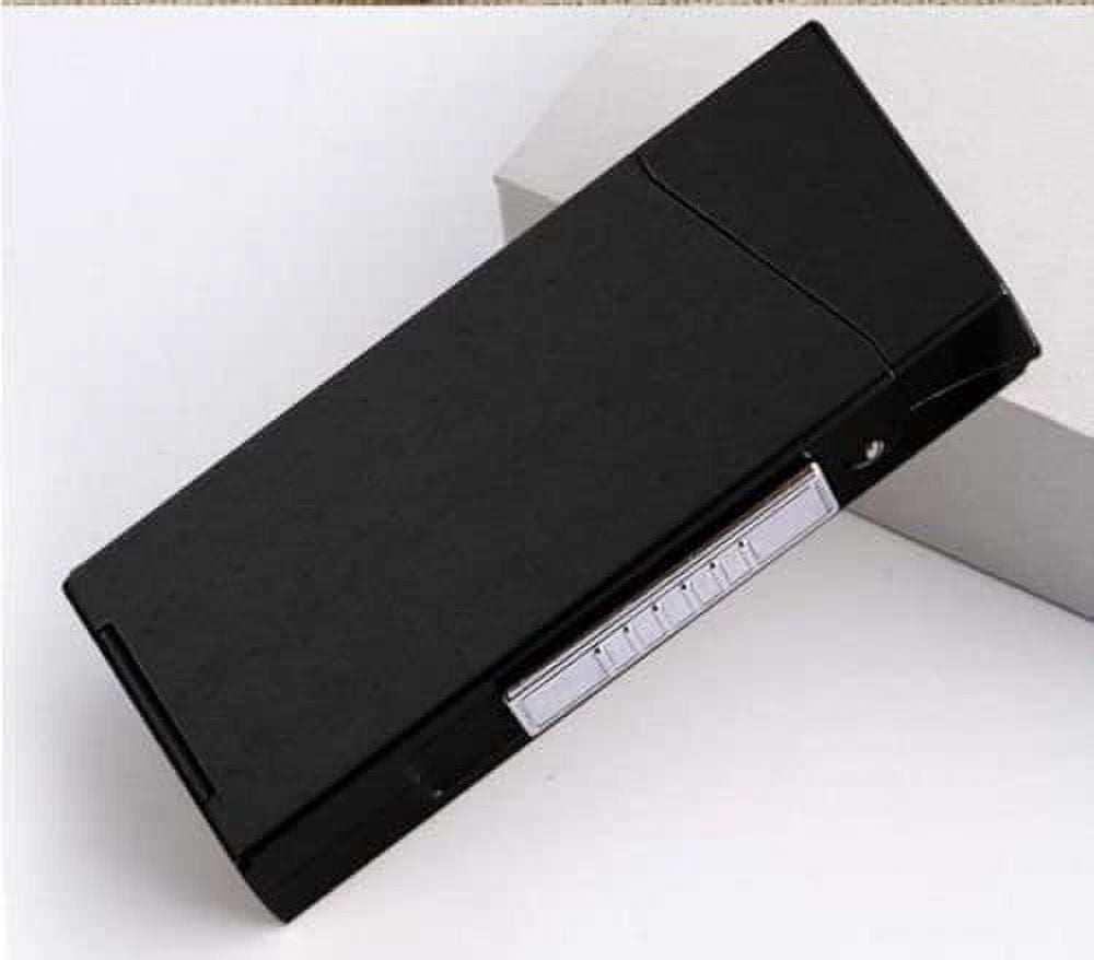 USB Rechargeable Windproof Metal Electric Built-in Flame Less Lighter Cigarette Cigar Storage Case- BLACK COLOR for 100s - GD-1376