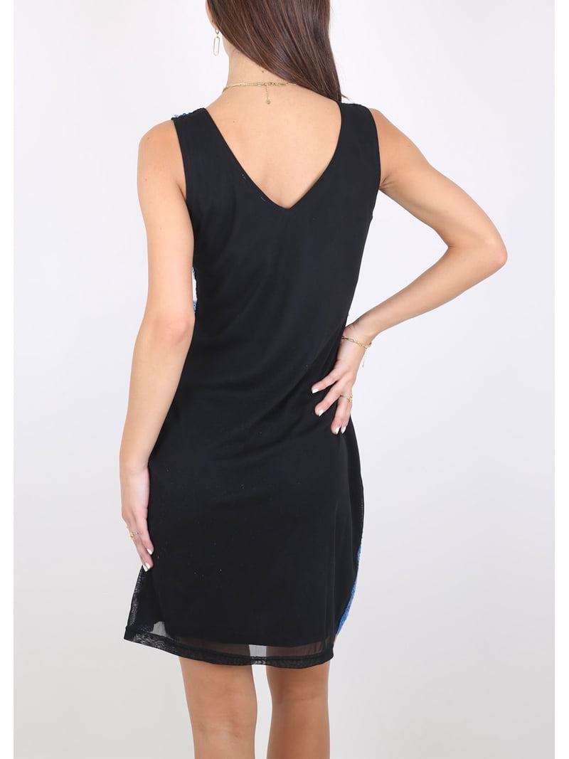 british flag bodycon dress Black Mesh Overlay Ruched Bodycon Dress main image 0