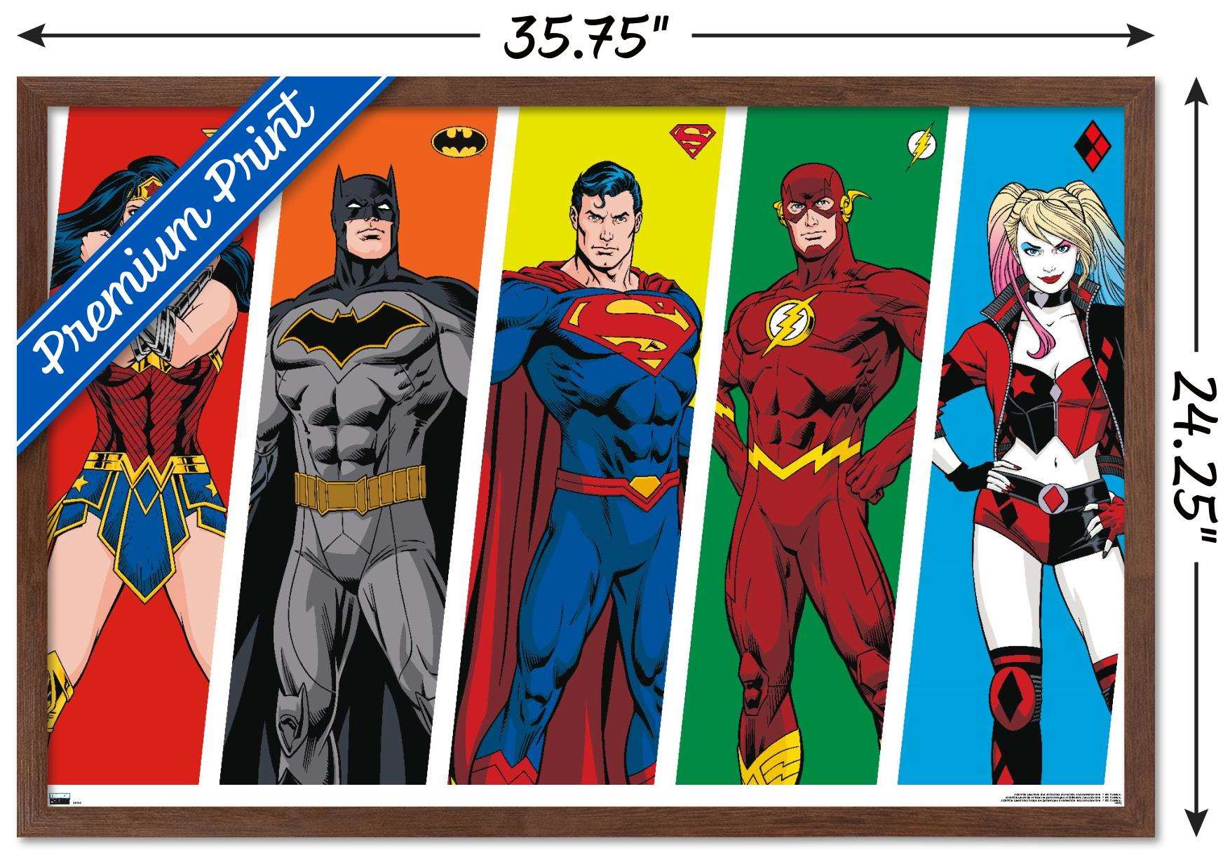 DC Comics - Rainbow Lines Wall Poster, 22.375" x 34", Framed
